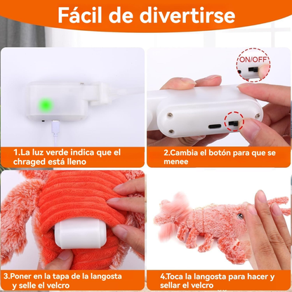 Juguete langosta interactivo para mascotas